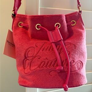 Juicy Couture Pink Shoulder Bag with Embossed Design suede